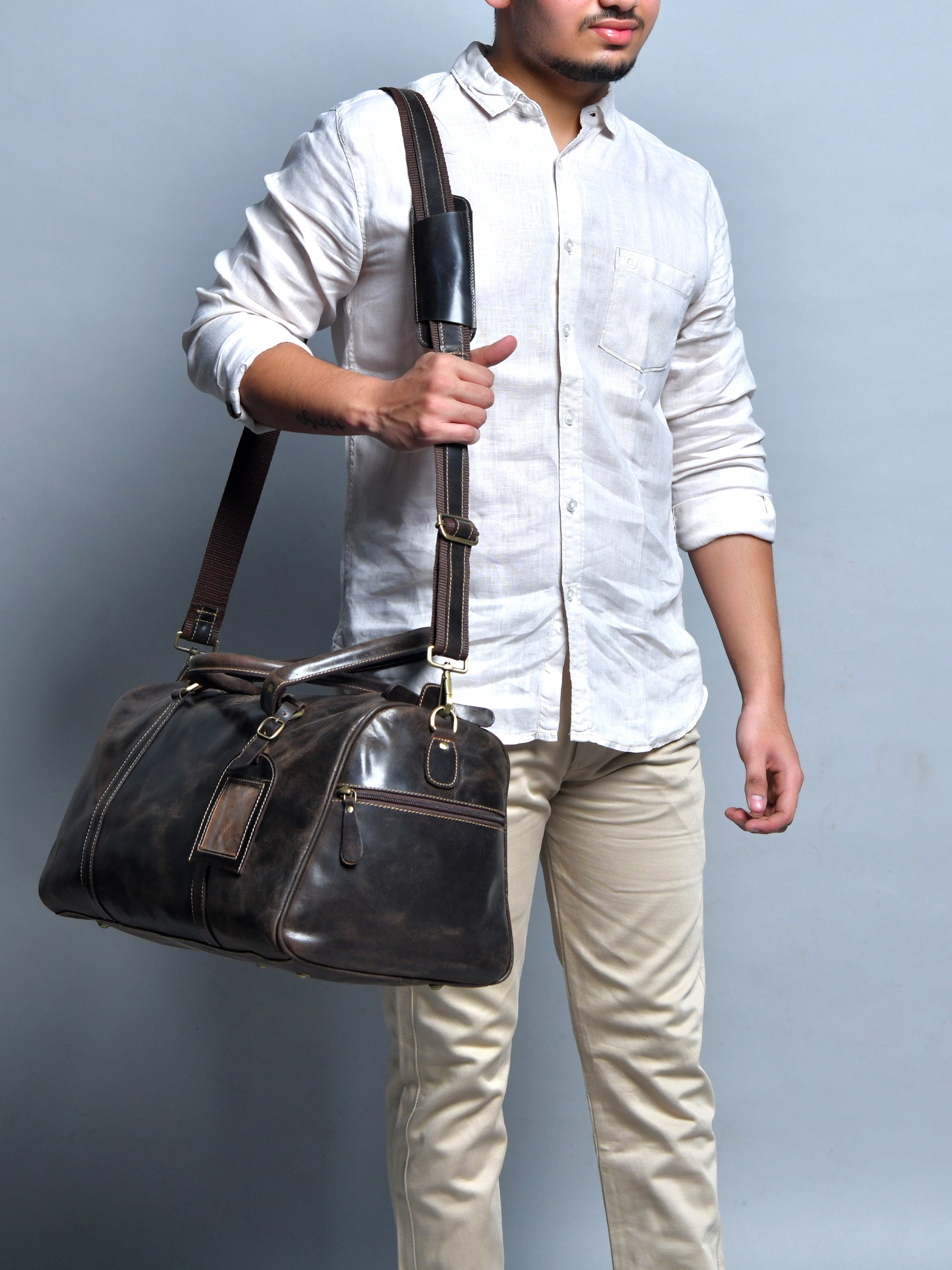 The Voyager Premium Leather Duffel Bag